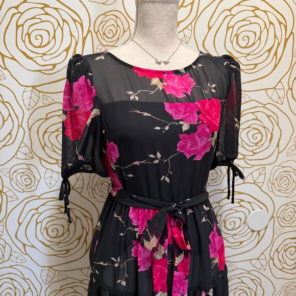 Betsey Johnson vintage-style tiered floral maxi dress. - Picture 2 of 7